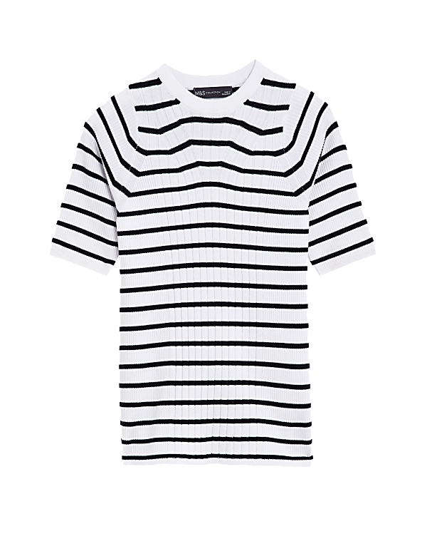 Striped Crew Neck Knitted Top