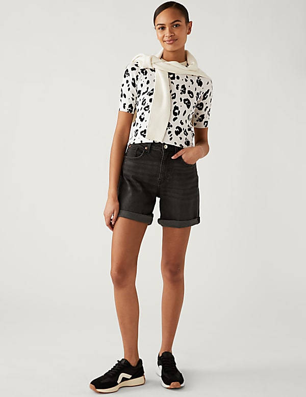 Animal Print Crew Neck Knitted Top