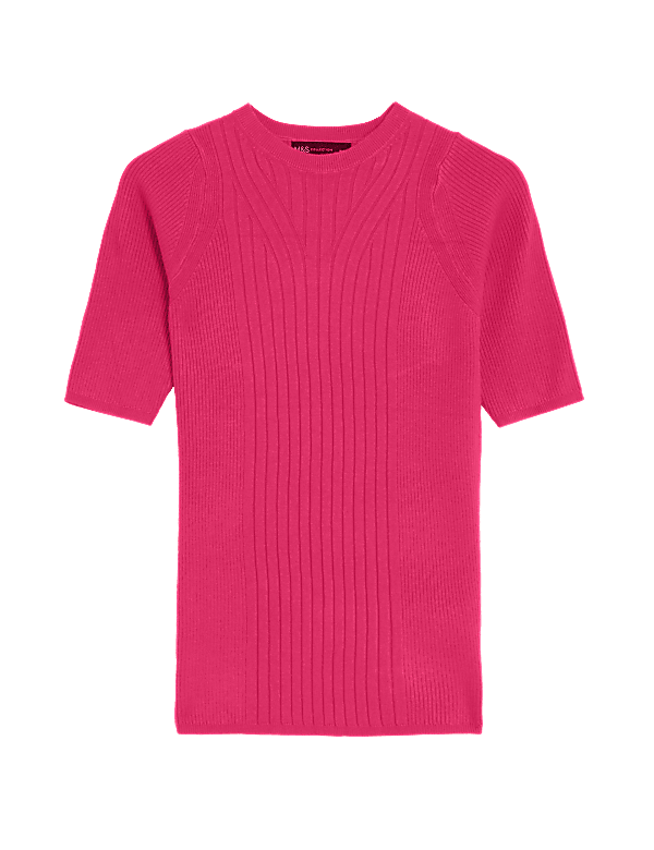 Ribbed Crew Neck Knitted Top