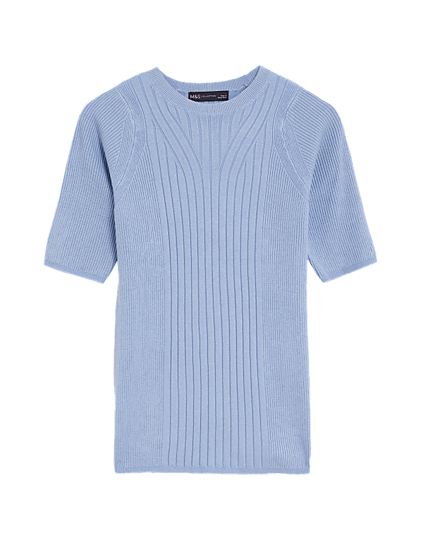 Ribbed Crew Neck Knitted Top