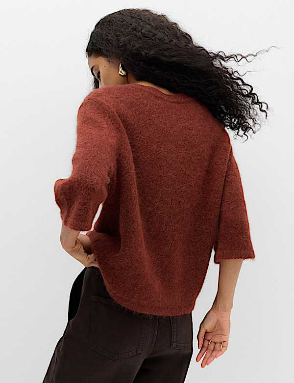 Wool Alpaca Blend Relaxed Fit Cardigan - CN