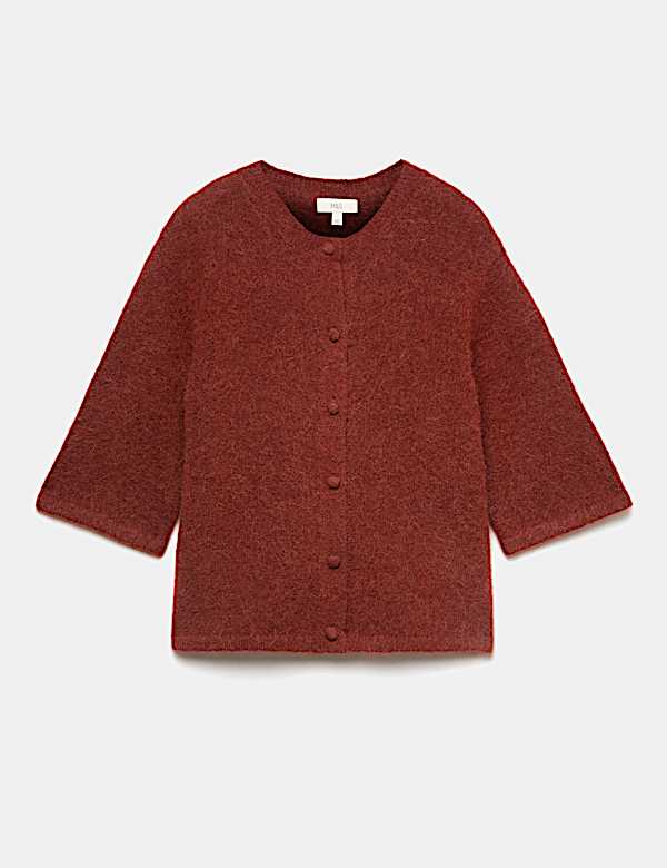 Wool Alpaca Blend Relaxed Fit Cardigan - CN