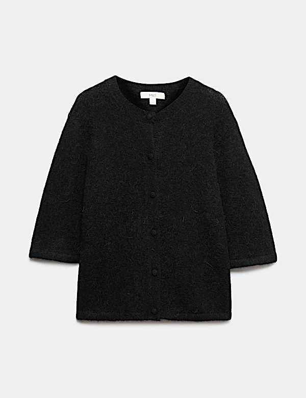 Wool Alpaca Blend Relaxed Fit Cardigan - LT
