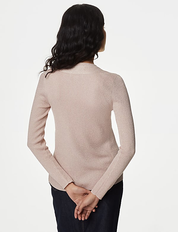Sparkly V-Neck Button Front Cardigan
