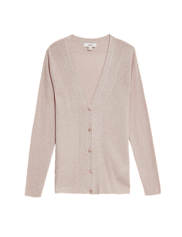 Sparkly V-Neck Button Front Cardigan