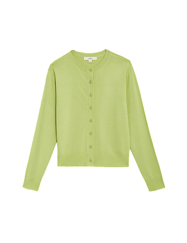 Crew Neck Button Front Cardigan