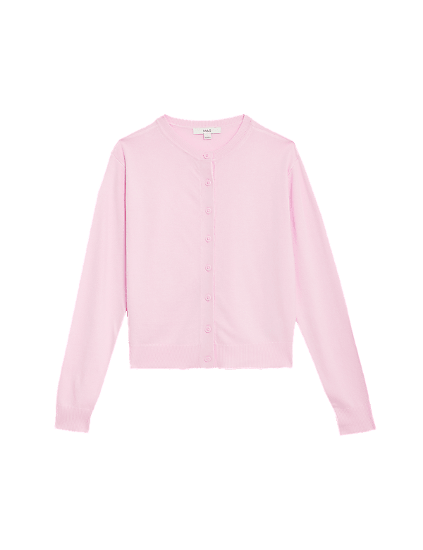 Crew Neck Button Front Cardigan