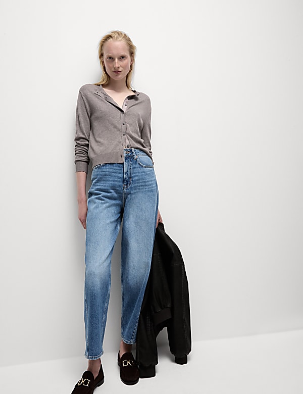 Crew Neck Button Front Cardigan - ES