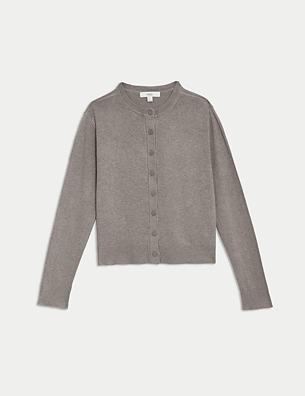 Crew Neck Button Front Cardigan - ES