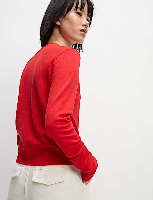 Crew Neck Button Front Cardigan