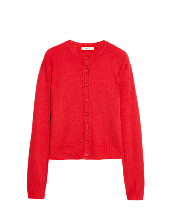 Crew Neck Button Front Cardigan