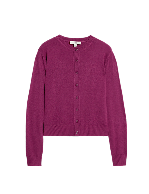 Crew Neck Button Front Cardigan