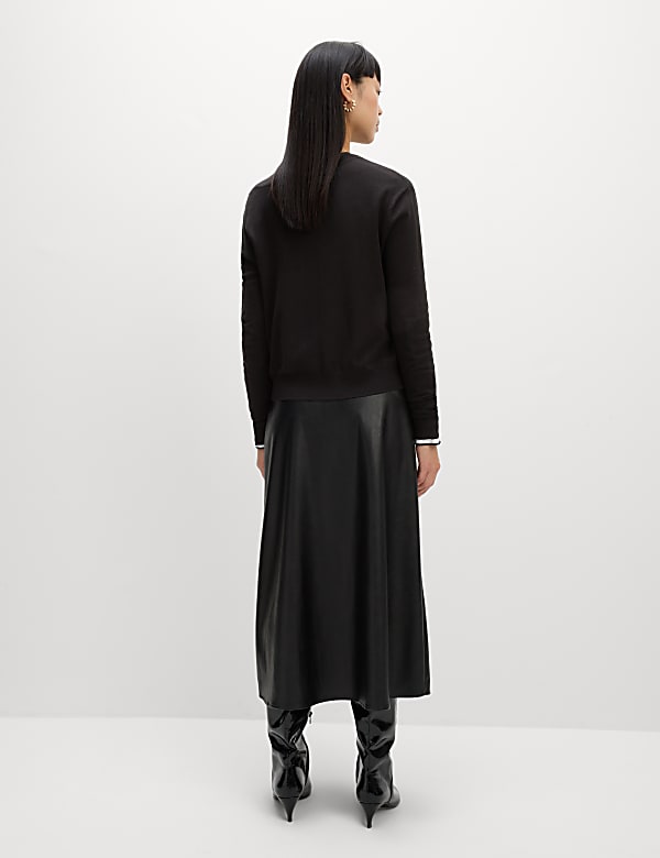 Crew Neck Button Front Cardigan