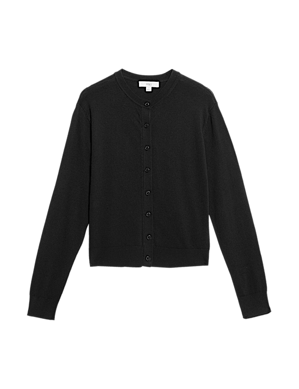 Crew Neck Button Front Cardigan