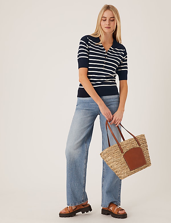 Cotton Rich Striped Knitted Top