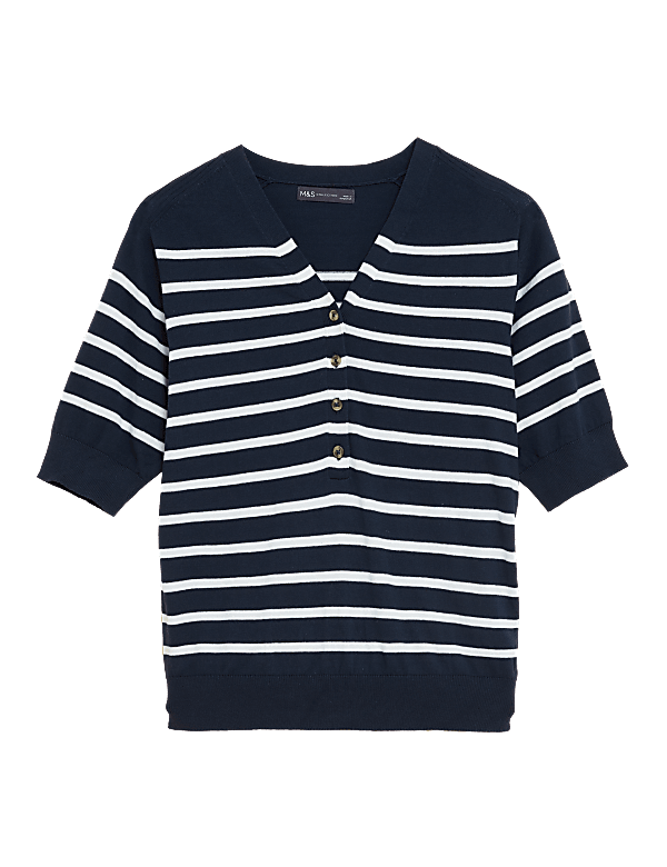 Cotton Rich Striped Knitted Top