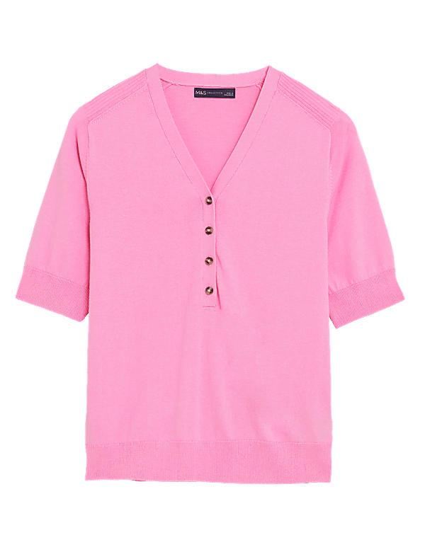 Cotton Rich Short Sleeve Knitted Top