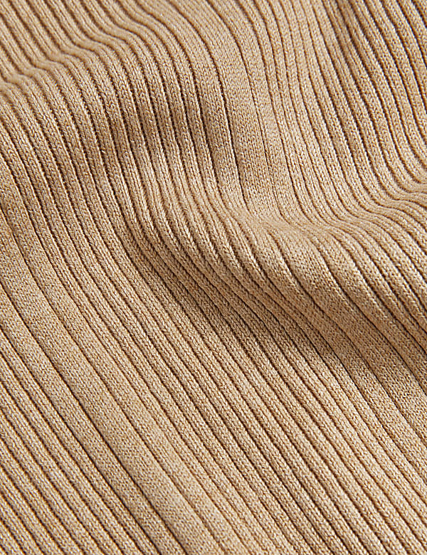 Ribbed Collared Fitted Knitted Top