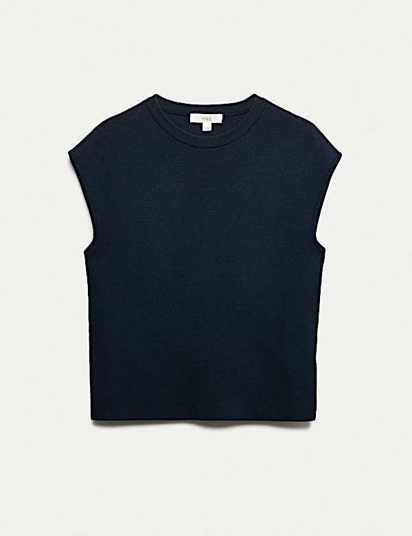 Crew Neck Knitted Vest - NO