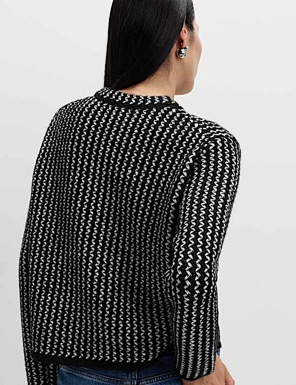 Textured Crew Neck Cropped Jumper With Wool - JE