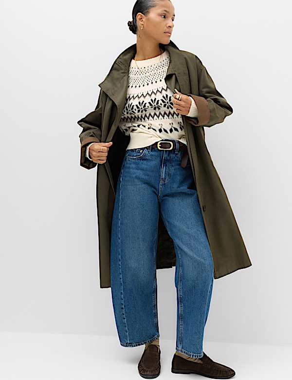 Fair Isle Crew Neck Relaxed Jumper with Wool - US