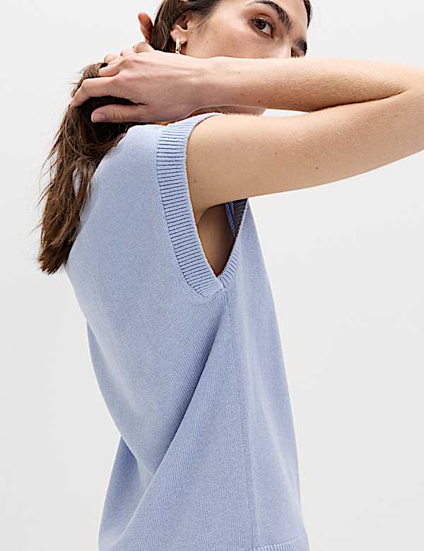 Muscle Knitted Vest With Linen - US