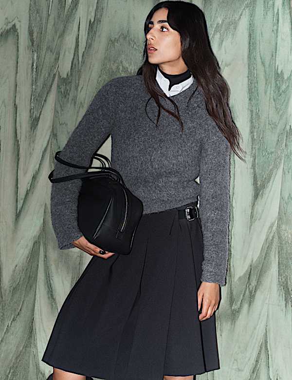 Wool Blend V-Neck Jumper with Mohair