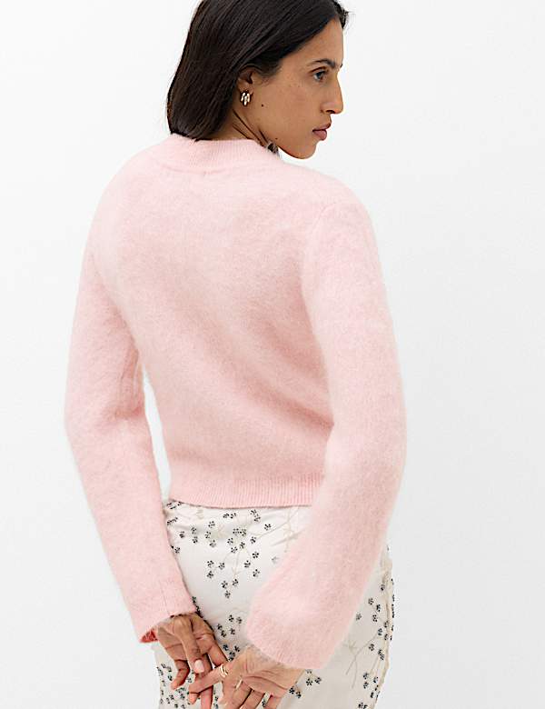 Wool Blend V-Neck Jumper with Mohair