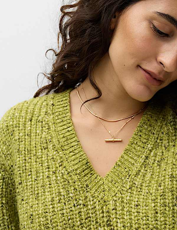 Textured V Neck Jumper - NZ