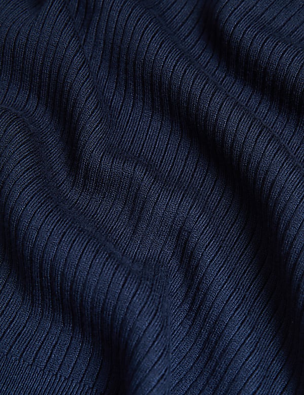 Ribbed Crew Neck Fitted Short Sleeve Jumper