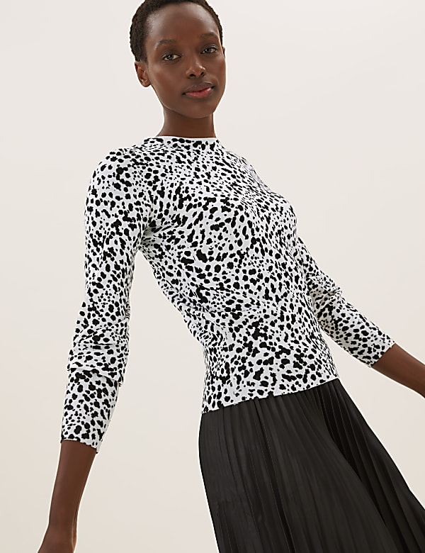 Animal Print Blouson Sleeve Jumper
