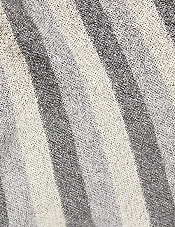 Striped Sparkly Blouson Sleeve Jumper