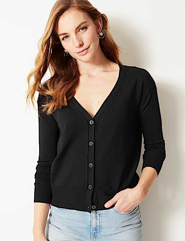 V-Neck Button Detailed Cardigan
