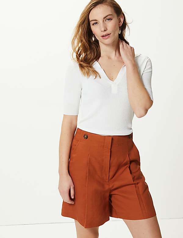 Ribbed Short Sleeve Knitted Top