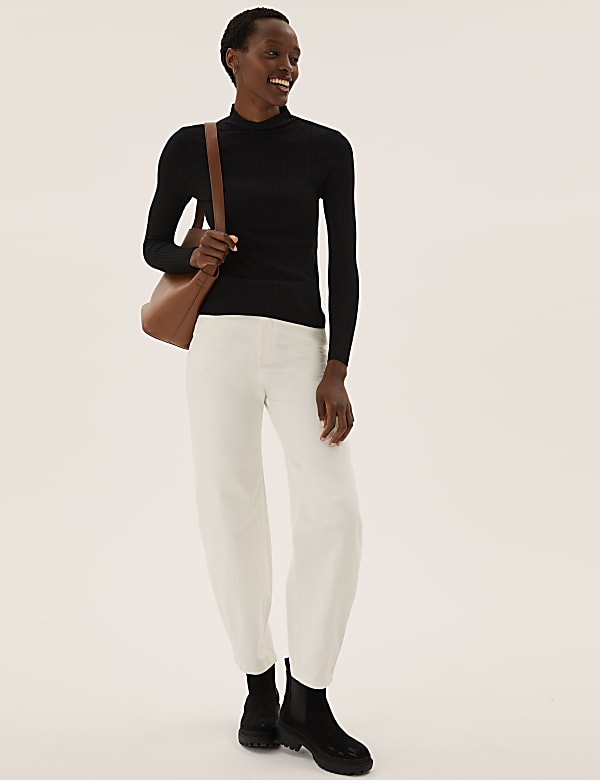 Ribbed Funnel Neck Jumper