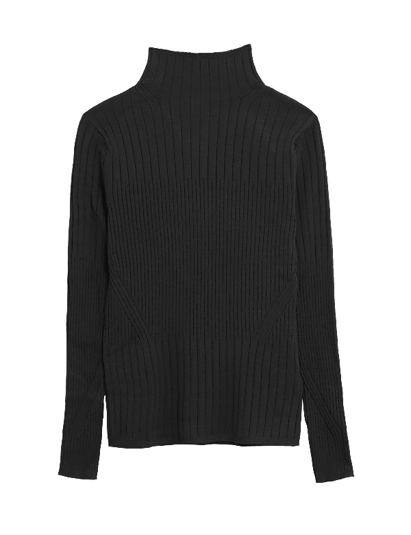 Ribbed Funnel Neck Jumper