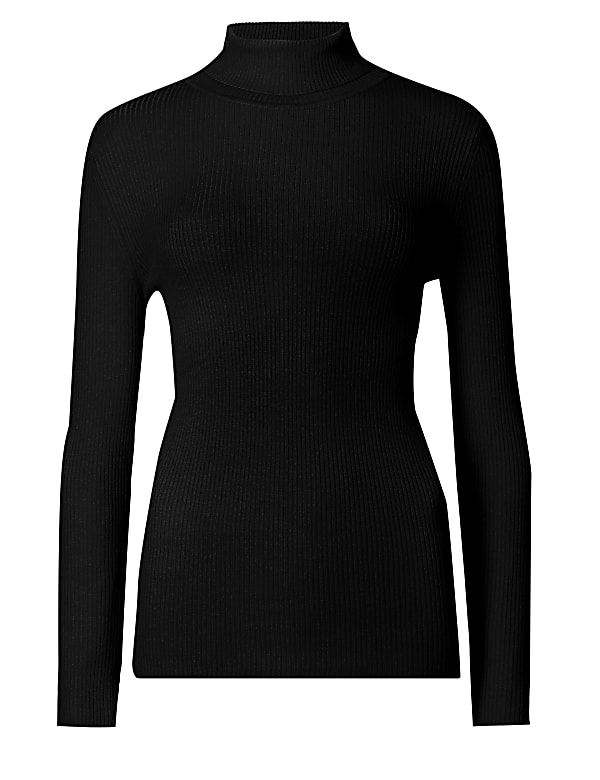 Marks and spencer ribbed polo neck deals