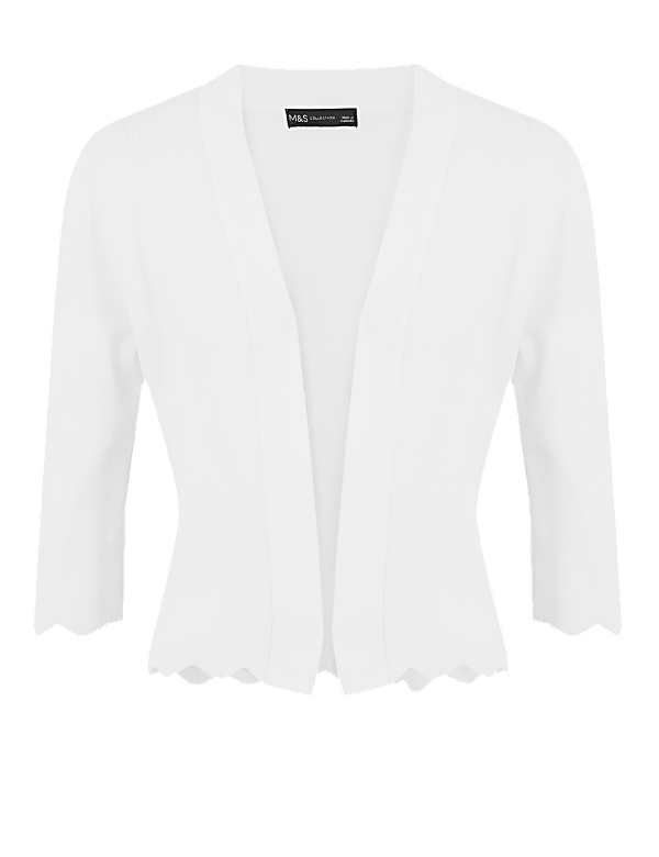 Scallop Edge Fitted Cropped Cardigan