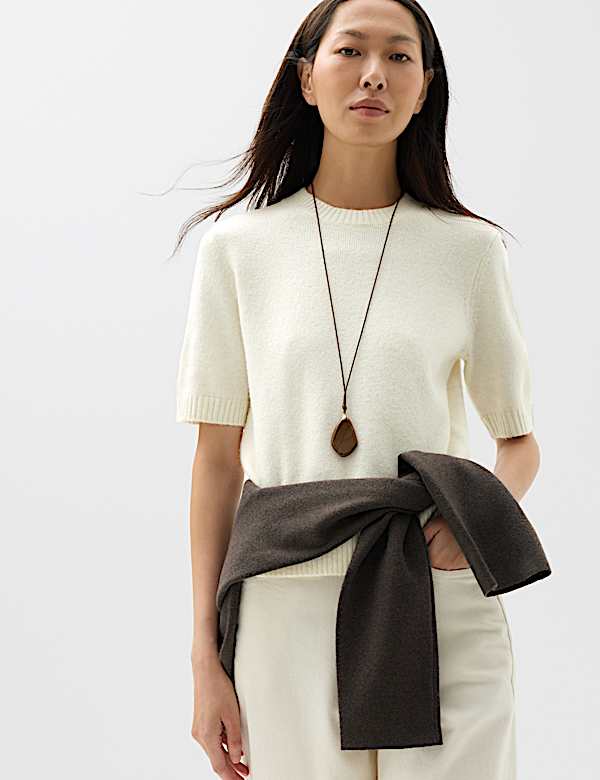 Slim Fit Hairy Crew Neck Knitted Top - UA