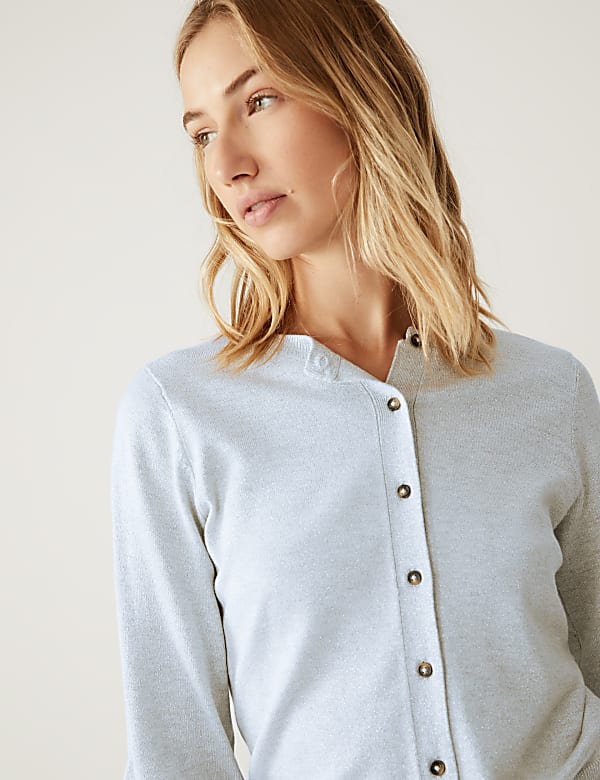 Sparkly Crew Neck Button Through Cardigan