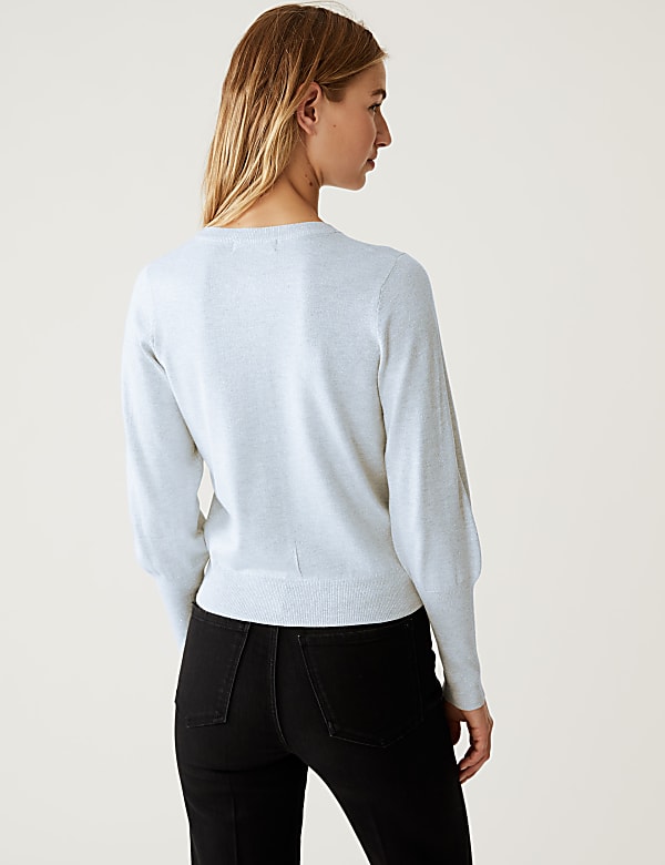 Sparkly Crew Neck Button Through Cardigan
