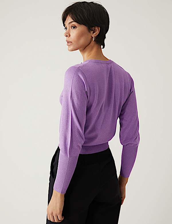 Sparkly Crew Neck Button Through Cardigan