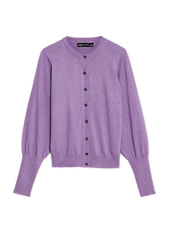 Sparkly Crew Neck Button Through Cardigan