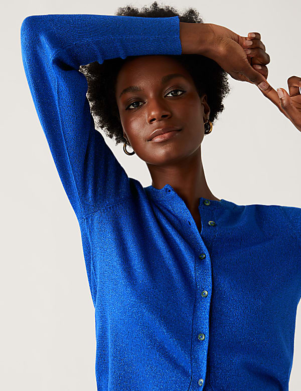 Sparkly Crew Neck Button Through Cardigan