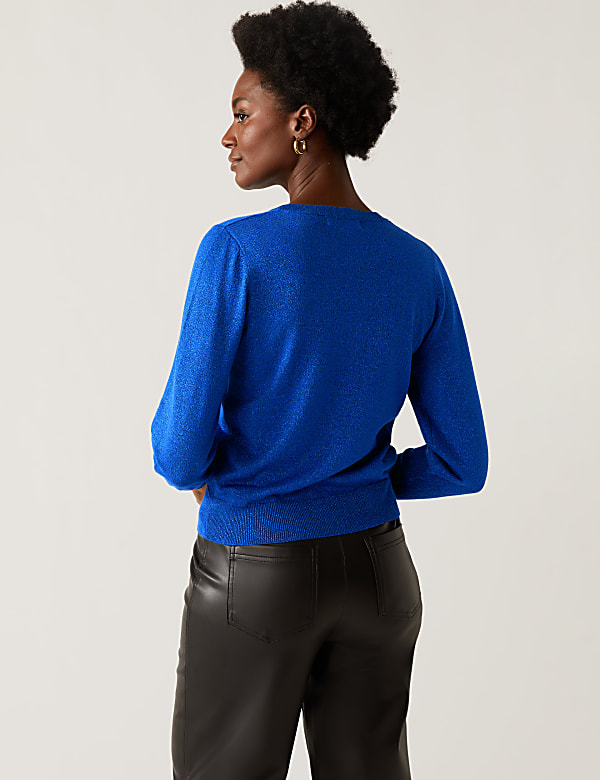 Sparkly Crew Neck Button Through Cardigan