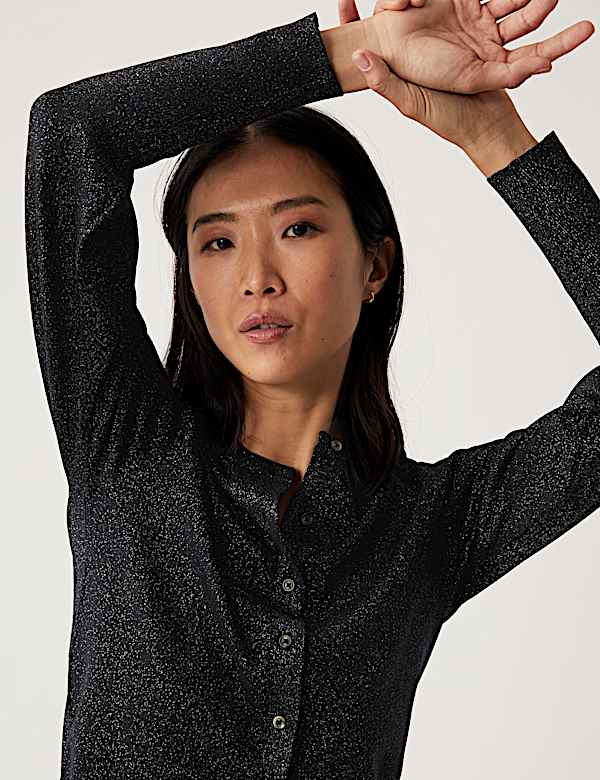 Sparkly Crew Neck Button Through Cardigan