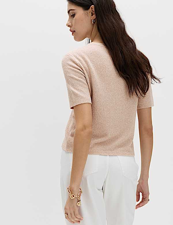 Cotton Rich Boucle Slim Fit Knitted Top