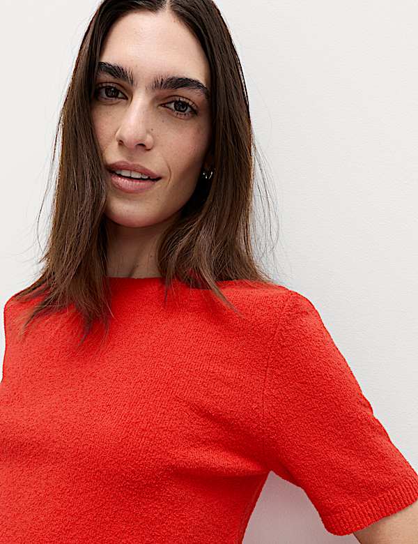Cotton Rich Boucle Slim Fit Knitted Top