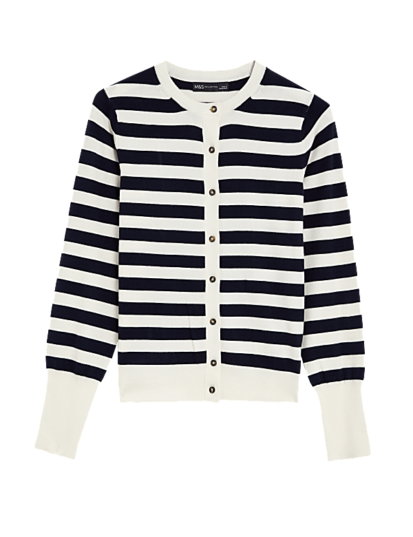 Striped Crew Neck Cardigan