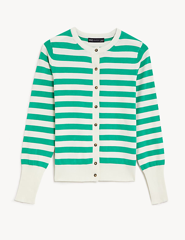 Striped Crew Neck Cardigan